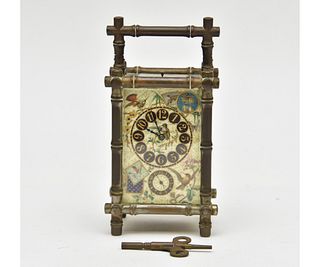 French Enameled Alarm Carriage Clock