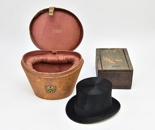 Leather Cased Top Hat etc.