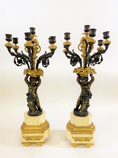 Pair of Young Bacchus Candelabra