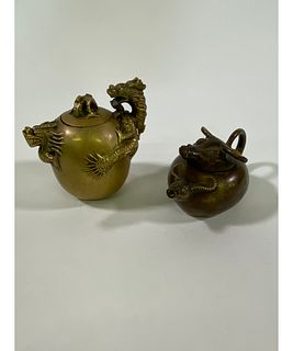 Two Chinese Bronze Teapots