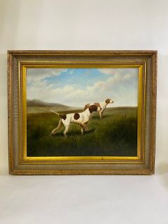English Pointers in a Landscape Giclee on Canvas