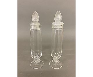 Small Pair Pressed Glass Candy Jars