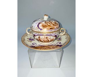 Sevres Covered Soup Bowl and Saucer