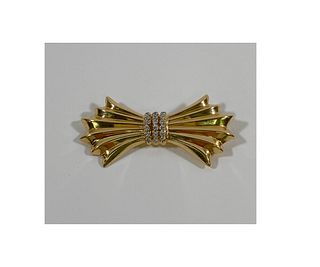 14kt Gold Bow Tie Pin with Diamonds