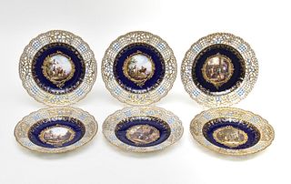 Six Meissen Reticulated Service Plates 19th c.