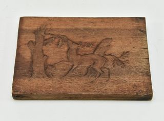 Walnut Carved Panel of Stag