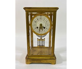 French Brass and Beveled Glass Clock