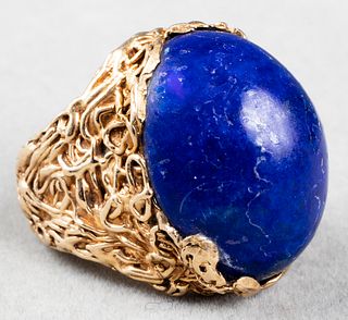 Vintage 14K Yellow Gold & Lapis Lazuli Ring