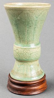 Chinese Ming Longquan Celadon Glaze Gu Vase