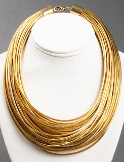 Italian 14K Yellow Gold & Gold-Tone Cord Necklace