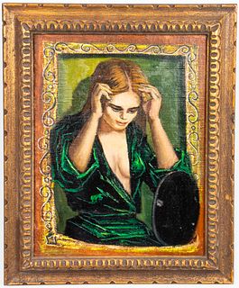 Albert Pels "Woman at the Mirror" Oil on Board