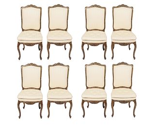 French Louis XV Style Upholstered Dining Chairs, 8