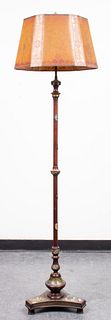 Bronze And Cloisonné Floor Lamp With Mica Shade