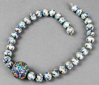 19th Century Chinese Silver Enamel Necklace