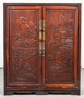 Chinese Carved Hardwood Cupboard