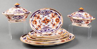 Chinese Imari Porcelain Dinner Service Dishes, 8