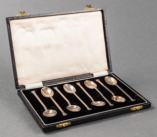 English Sterling Silver Demitasse Spoons, Set of 8