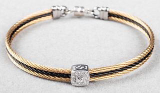 Alor 18K, Silver & Steel Diamond Bangle Bracelet