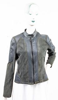 Bernardo Blue Leather And Suede Jacket
