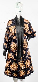 Japanese Embroidered Black Silk Robe