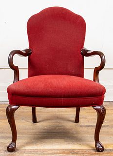 Rococo Revival Upholstered Oak Armchair