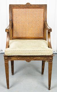 Louis XVI Style Caned Fauteuil
