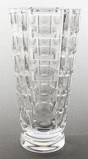 Orrefors Large Cut Crystal Geometric Pattern Vase