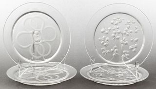 Lalique Frosted Art Glass Plates, Group of 4
