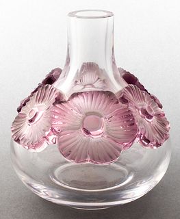 Lalique "Anemone" Flower Motif Crystal Vase