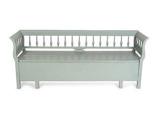 A Swedish Painted Bench
Height 31 x length 77 x depth 21 inches.