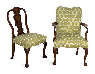 A Set of Eight George II Style Mahogany Dining Chairs
Height 39 1/2 inches.