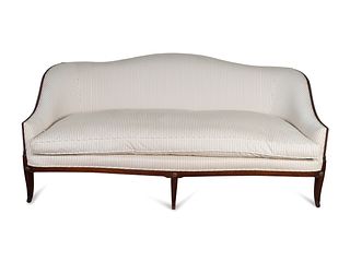 A George III Style Mahogany Camelback Sofa
Height 35 x length 78 x depth 28 1/2 inches.