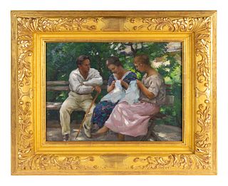 Nicholas B. Haritonoff
(Russian, 1880-1944)
Untitled (Three Figures on a Bench)