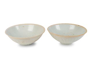 A Pair of Chinese Qingbai Porcelain Bowls