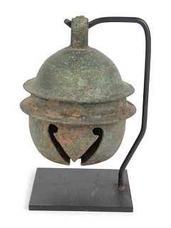 A Khmer Bronze Buffalo Bell
Height 7 x diameter 5 inches.