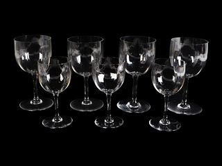 A Baccarat Glass Part Stemware Service
Height of taller, 7 inches.