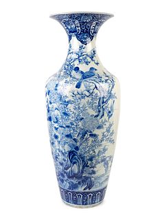 A Japanese Transfer-Printed and Painted Porcelain Large Vase
Height 37 x diameter of mouth 15 inches.