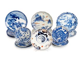 A Collection of Fifteen Asian Blue and White Porcelain Plates
Diameter of largest, 8 1/2 inches.