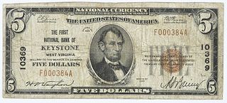 1929 $5 First NB Keystone, West Virginia 
