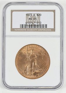 1923-D St. Gaudens $20 Gold Coin 