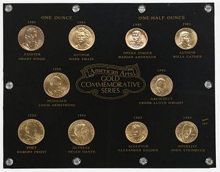 Ten Framed Gold Postal Medallions
