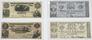 Four Arkansas Obsolete Bank Notes