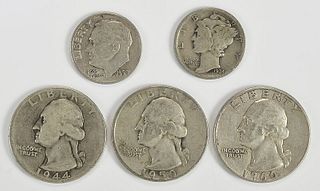 Group of Silver Quarters and Dimes