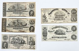 Group of Confederate $20 Notes 