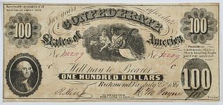 1861 $100 Confederate Note T-7