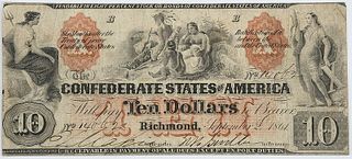 1861 $10 Confederate Note T-22