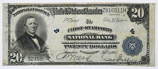 1902 $20 First Stamford NB, Connecticut 
