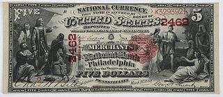 1875 $5 Merchants NB Philadelphia, PA