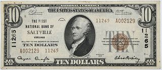 1929 $10 First NB Saltville, Virginia 