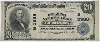 1902 $20 Citizens NB Lebanon, Kentucky 